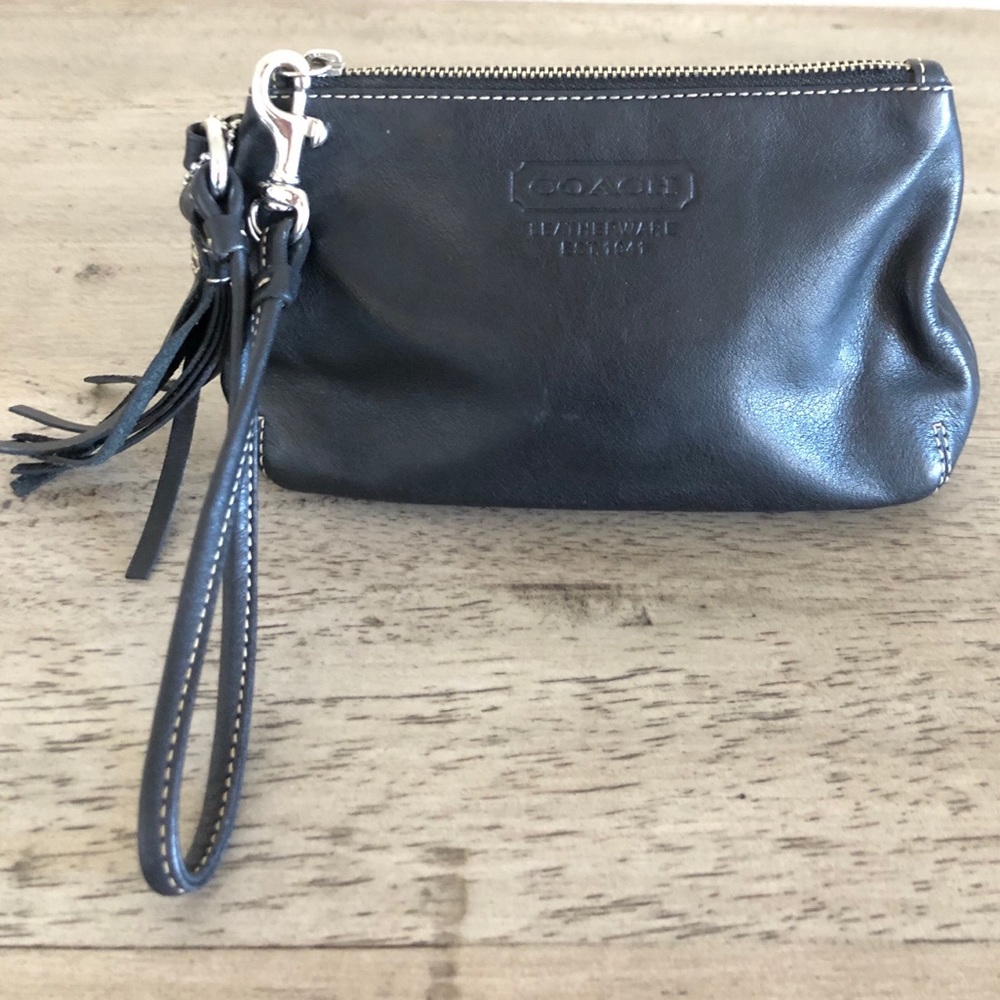 Authentic Black Leather Coach Wristlet